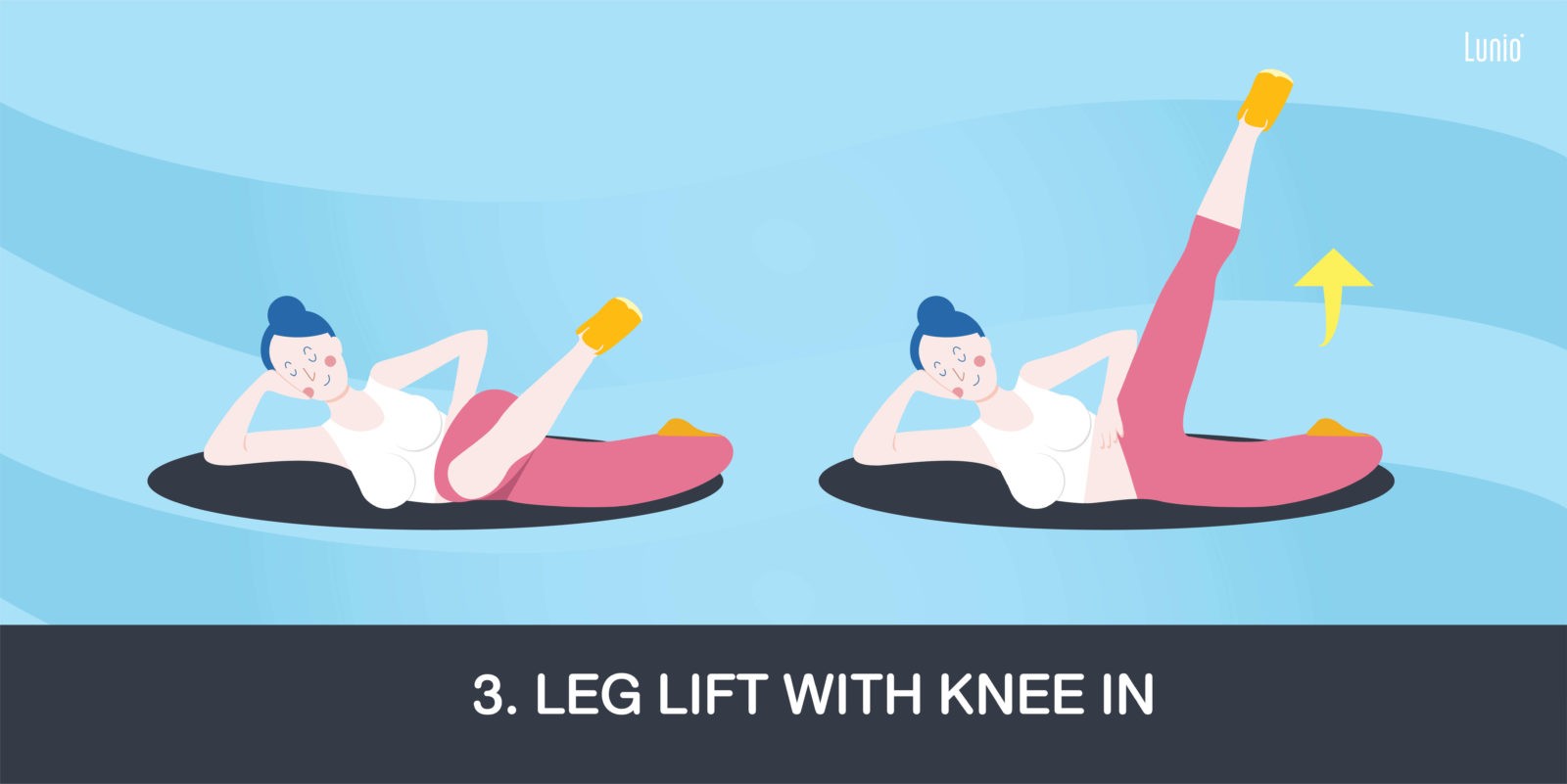 ออกกำลังกายบนที่นอน ท่าออกกำลังกาย Leg Lift With Knee In